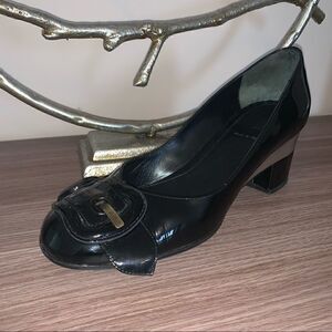 Black patent buckle Fendi shoes